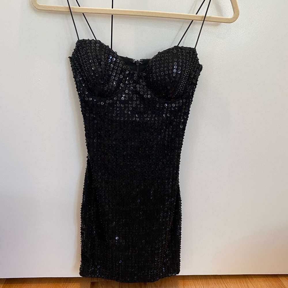 Oh Polly Sequin Black Dress